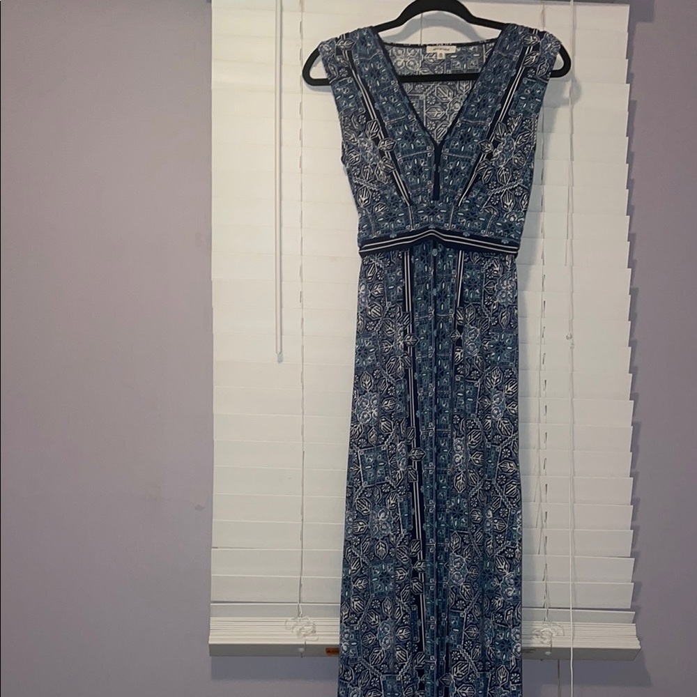 Max Studio Navy Patterned Maxi Dress - image 1